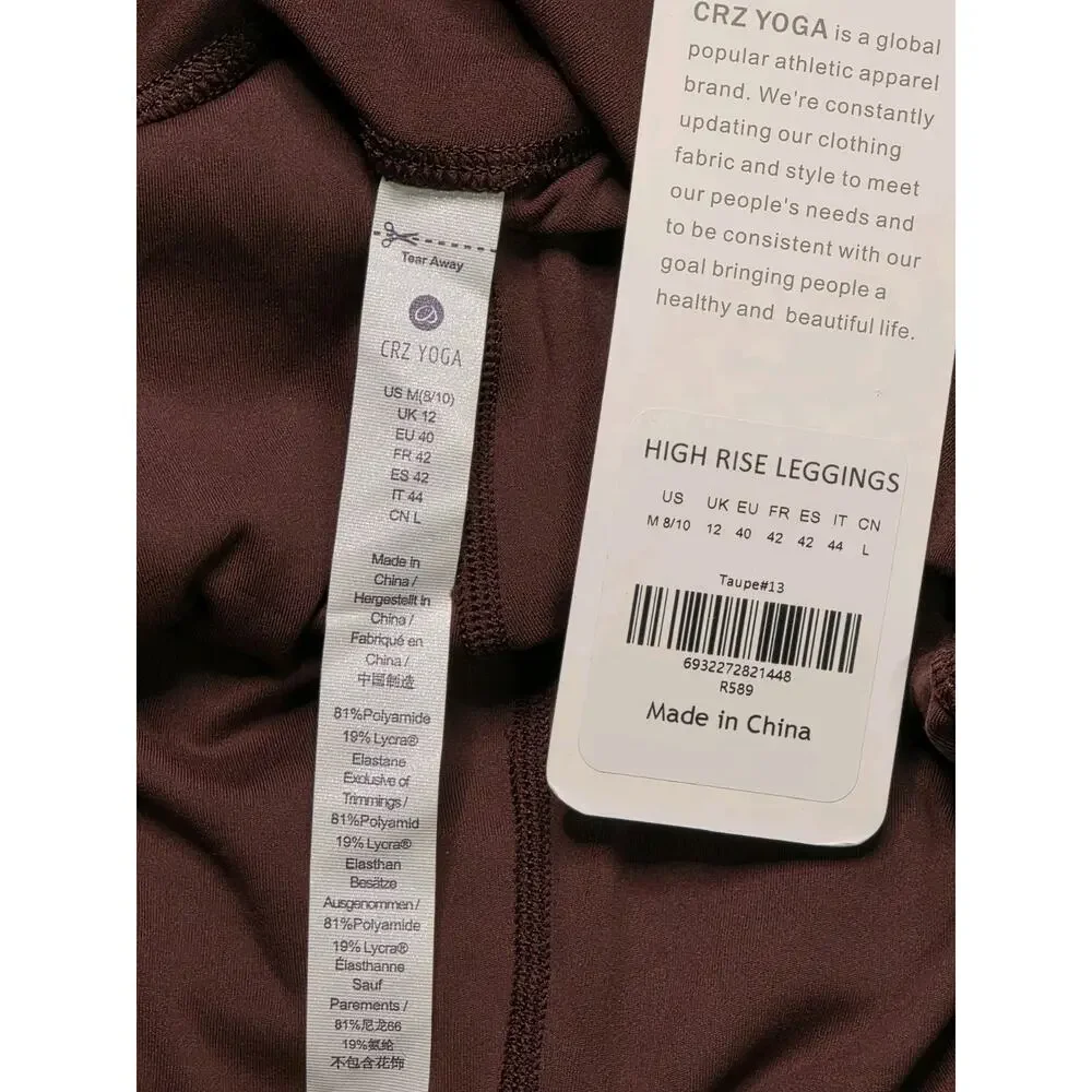 CRZ YOGA Womens High Rise Leggings Taupe Brown Size M 8 10 NWT Athletic Yoga - Picture 5 of 5